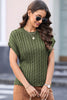 Cable-Knit Round Neck Cap Sleeve Sweater