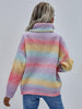 Rainbow Rib-Knit Turtleneck Drop Shoulder Sweater - BELLATRENDZ