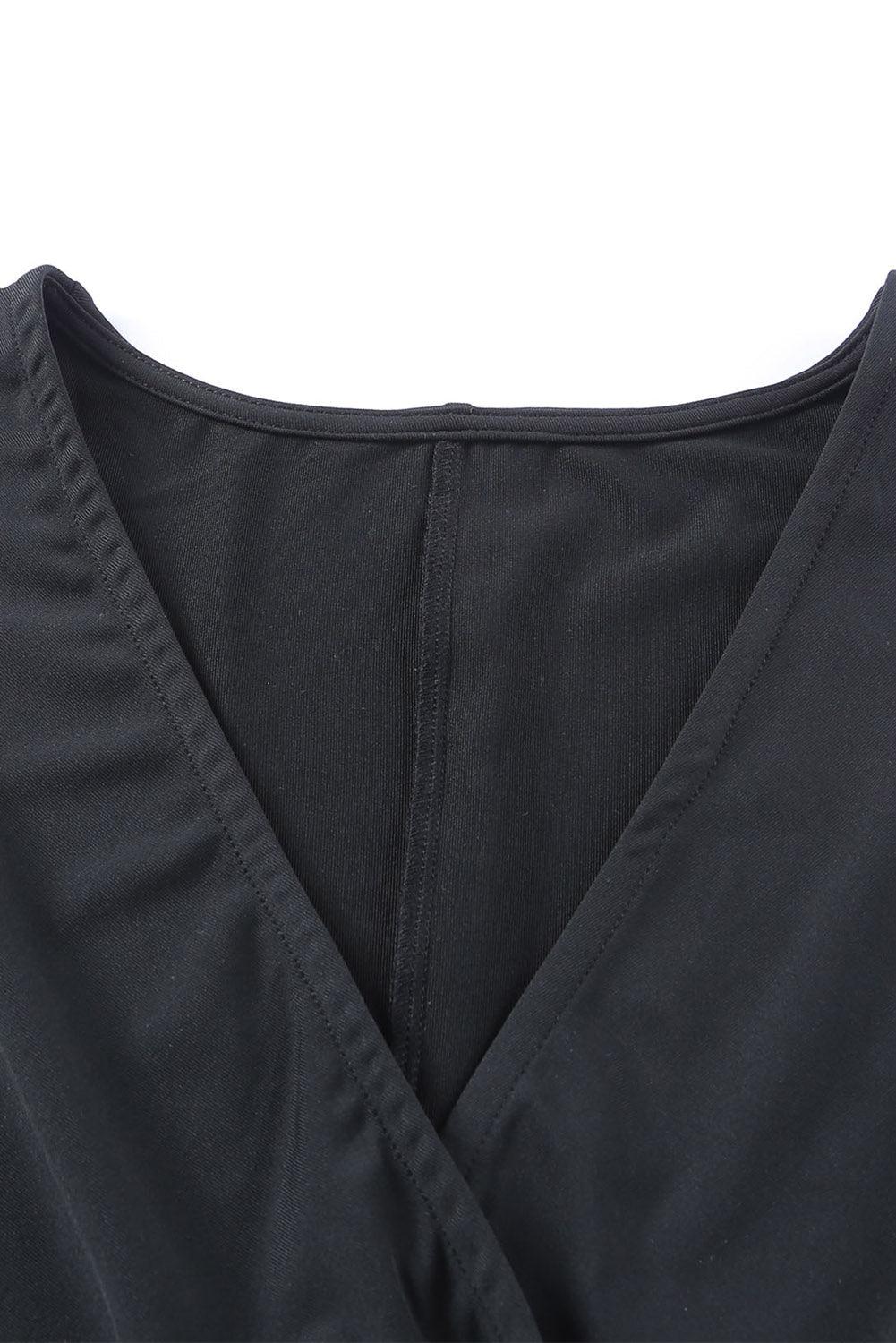 Twisted Plunge Three-Quarter Sleeve Jumpsuit - BELLATRENDZ