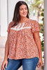 Plus Size Floral Lace Trim Round Neck Blouse - BELLATRENDZ