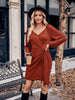 Asymmetrical Surplice Puff Sleeve Mini Dress - BELLATRENDZ