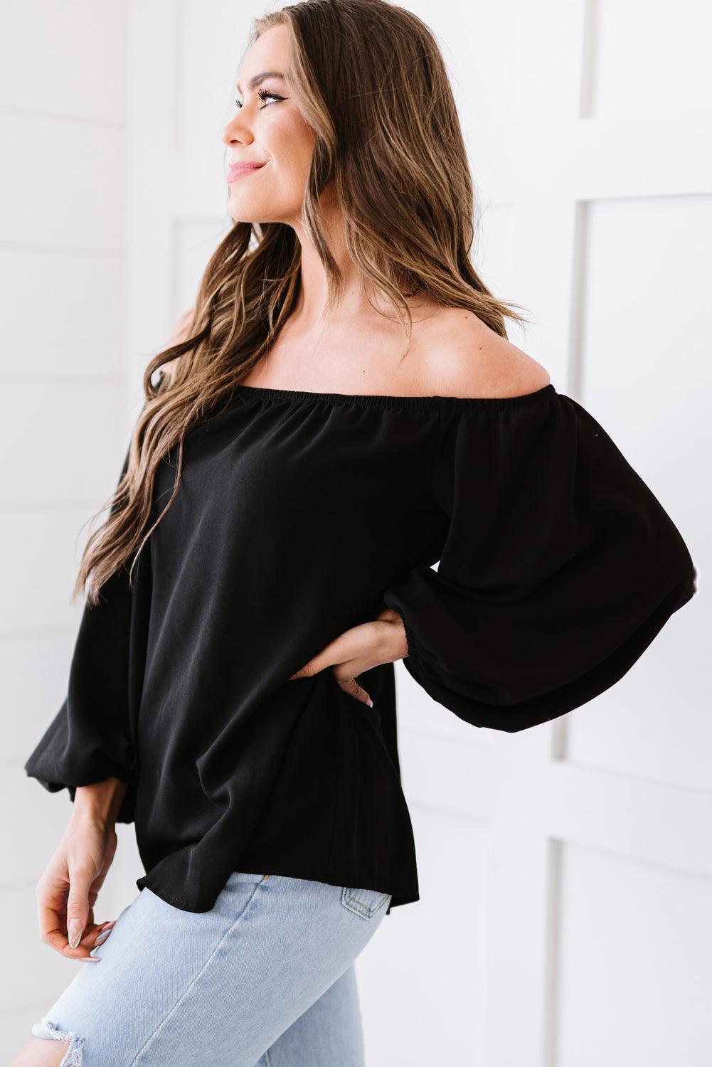 Off-Shoulder Balloon Sleeve Top - BELLATRENDZ