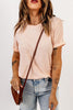 Round Neck Cuffed Short Sleeve Tee - BELLATRENDZ