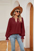 Notched Neck Flounce Sleeve Blouse