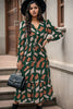 Printed Tied Pocketed Lantern Sleeve Dress