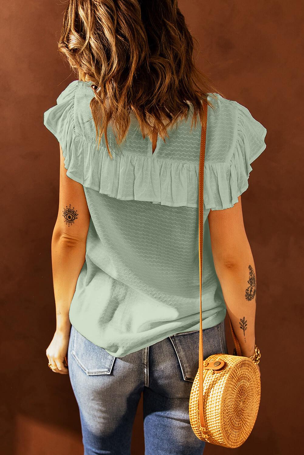 Lace Ruffled Short Sleeve T-Shirt