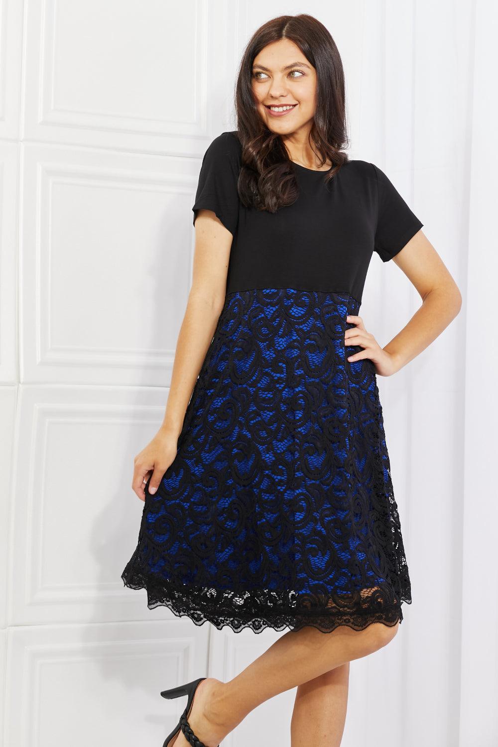 Yelete Full Size Contrasting Lace Midi Dress - BELLATRENDZ