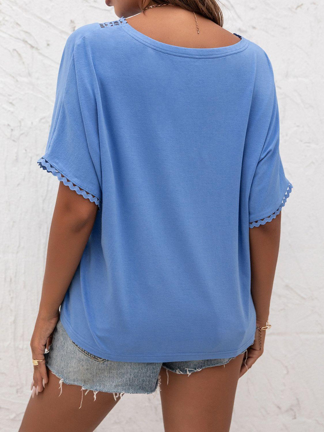 V-Neck Short Sleeve Blouse - BELLATRENDZ