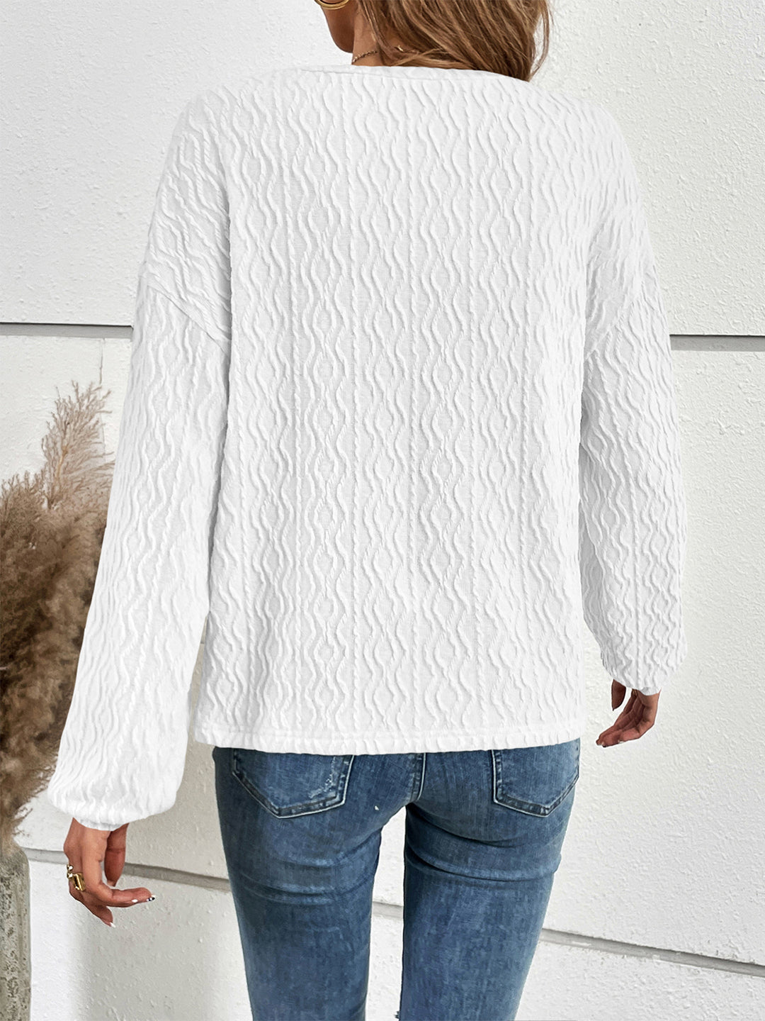 Half Button Long Sleeve Top