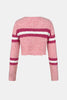 Cable-Knit Striped Dropped Shoulder Sweater