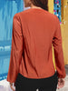 Notched Neck Long Sleeve Top - BELLATRENDZ