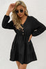 Decorative Button Tie Front Tiered Mini Dress