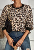 Leopard Round Neck Dropped Shoulder Sweatshirt - BELLATRENDZ