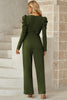 Belted Long Puff Sleeve V-Neck Jumpsuit - BELLATRENDZ