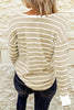 Striped Waffle Knit Henley Long Sleeve Top - BELLATRENDZ