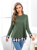 Plaid Round Neck Long Sleeve Tee