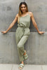 ODDI Full Size Textured Woven Jumpsuit in Sage