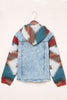 Drawstring Hooded Pocketed Denim Jacket