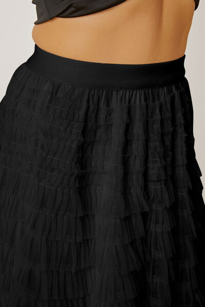 Ruched High Waist Tiered Skirt