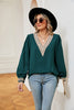 Contrast Puff Sleeve Blouse