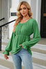 Round Neck Flounce Sleeve Blouse