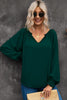 Notched Neck Lantern Sleeve Blouse - BELLATRENDZ