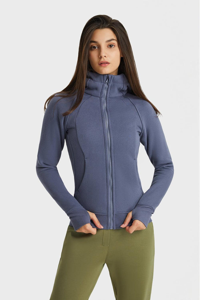 Zip Up Seam Detail Hooded Sports Jacket - BELLATRENDZ