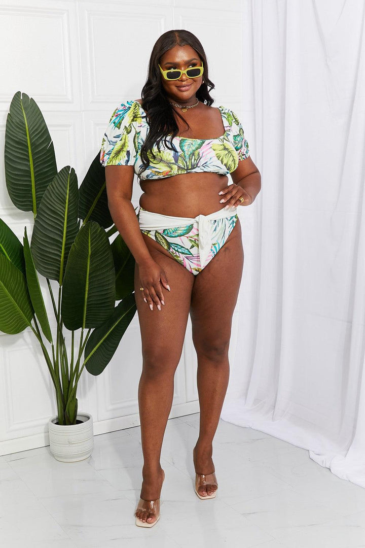 Marina West Swim Vacay Ready Puff Sleeve Bikini in Floral - BELLATRENDZ