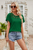 Spliced Lace Flutter Sleeve Top