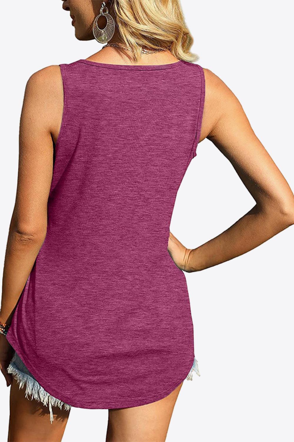 Curved Hem Square Neck Tank - BELLATRENDZ