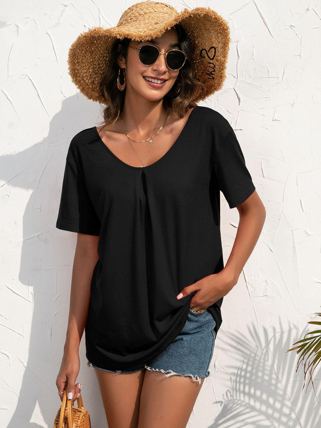 Lace Trim Short Sleeve Top - BELLATRENDZ