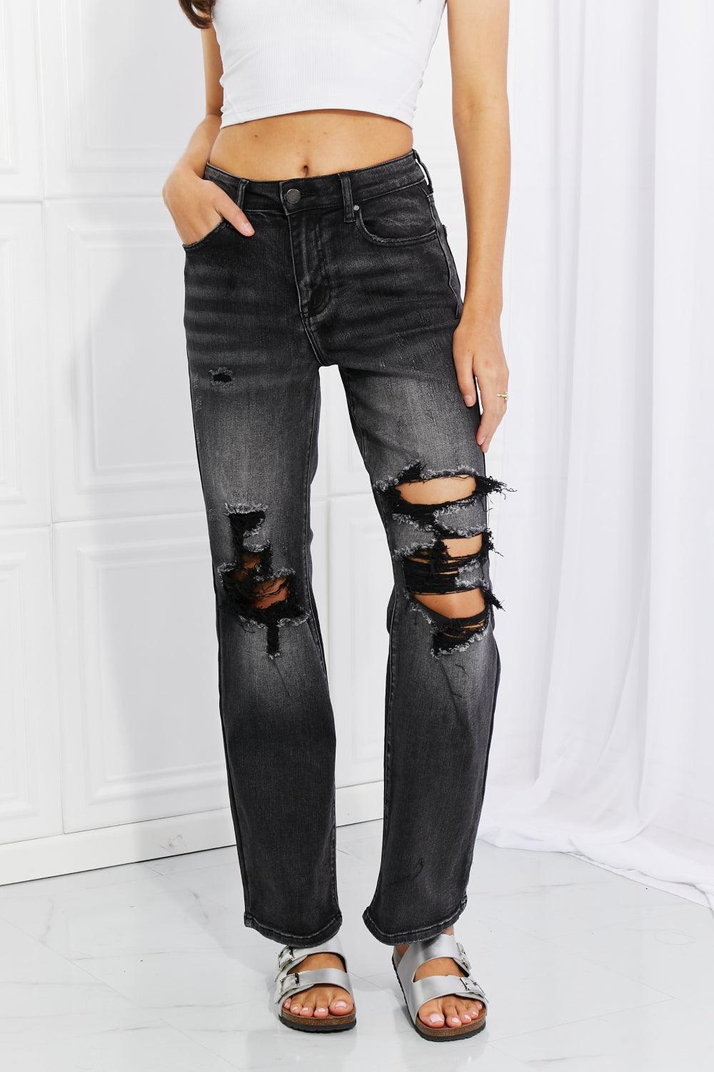 RISEN Full Size Lois Distressed Loose Fit Jeans - BELLATRENDZ