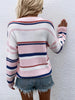 Striped Drop Shoulder Round Neck Pullover Sweater - BELLATRENDZ