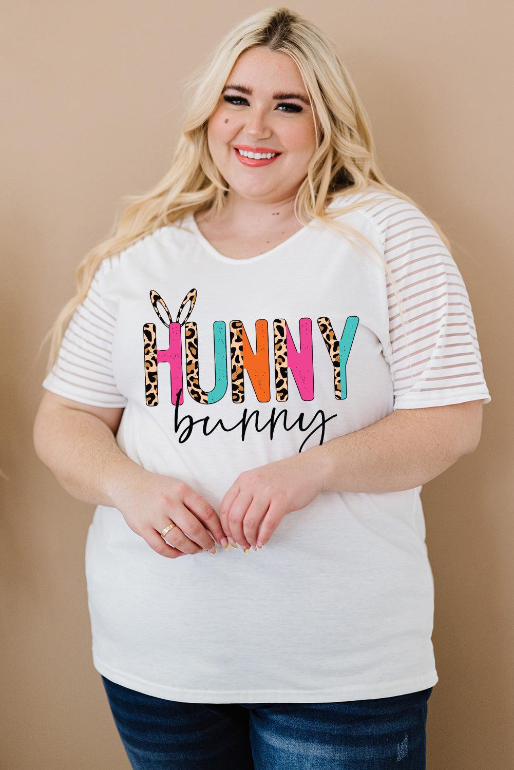 Plus Size HUNNY BUNNY Graphic Striped Tee