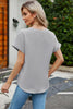 Notched Neck Cuffed Sleeve Shirt - BELLATRENDZ