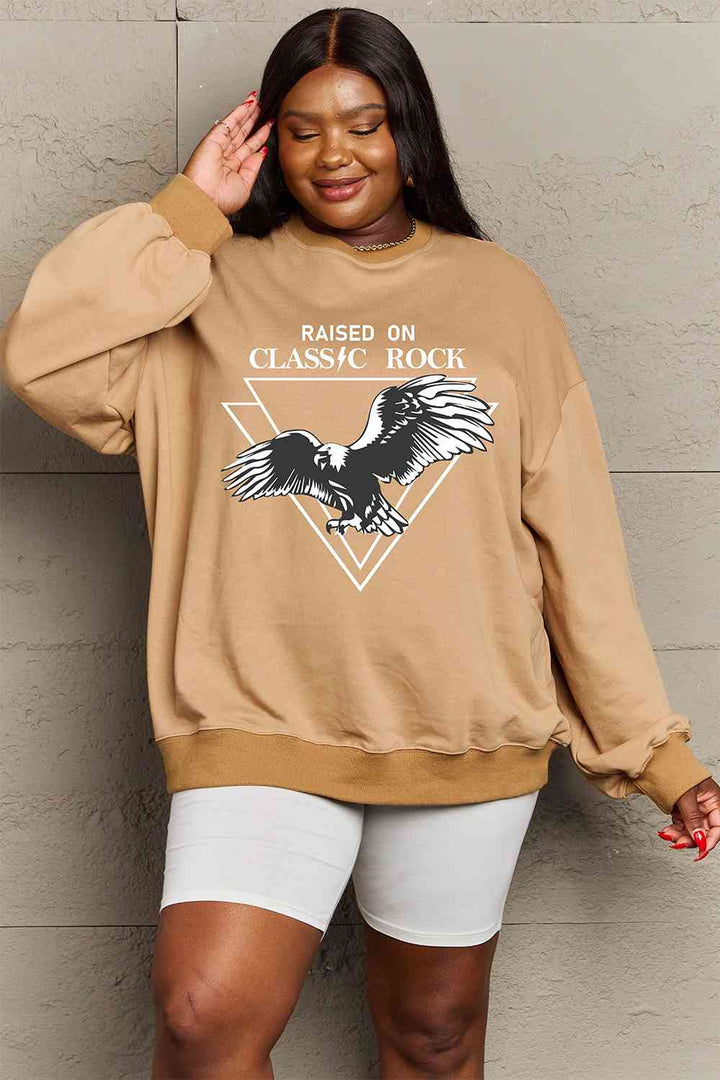 Simply Love Full Size Eagle Graphic Drop Shoulder Sweatshirt