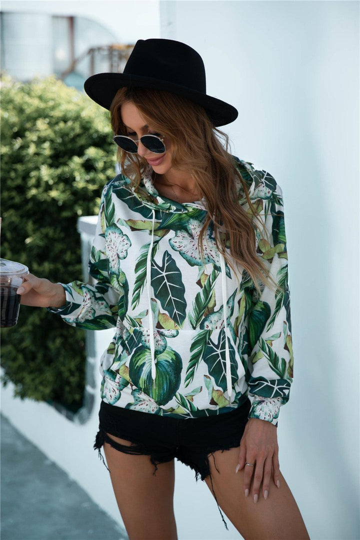 Printed Dropped Shoulder Hoodie - BELLATRENDZ