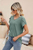 Eyelet Petal Sleeve V-Neck Knit Top