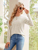 Buttoned Round Neck  Long Sleeve T-Shirt