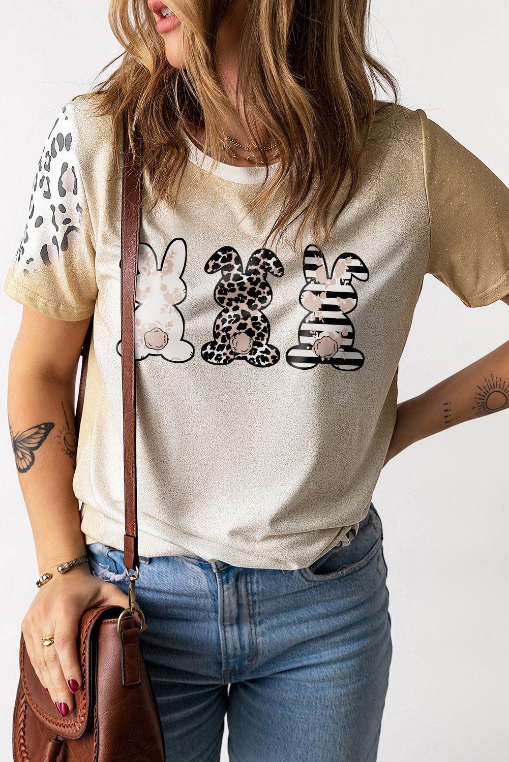 Easter Leopard Rabbit Graphic T-Shirt - BELLATRENDZ