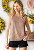 Sequin Round Neck Capped Sleeve Tank - BELLATRENDZ