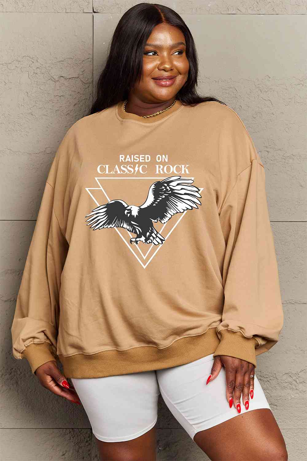 Simply Love Full Size Eagle Graphic Drop Shoulder Sweatshirt