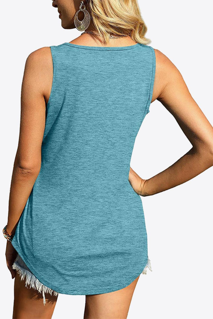 Curved Hem Square Neck Tank - BELLATRENDZ