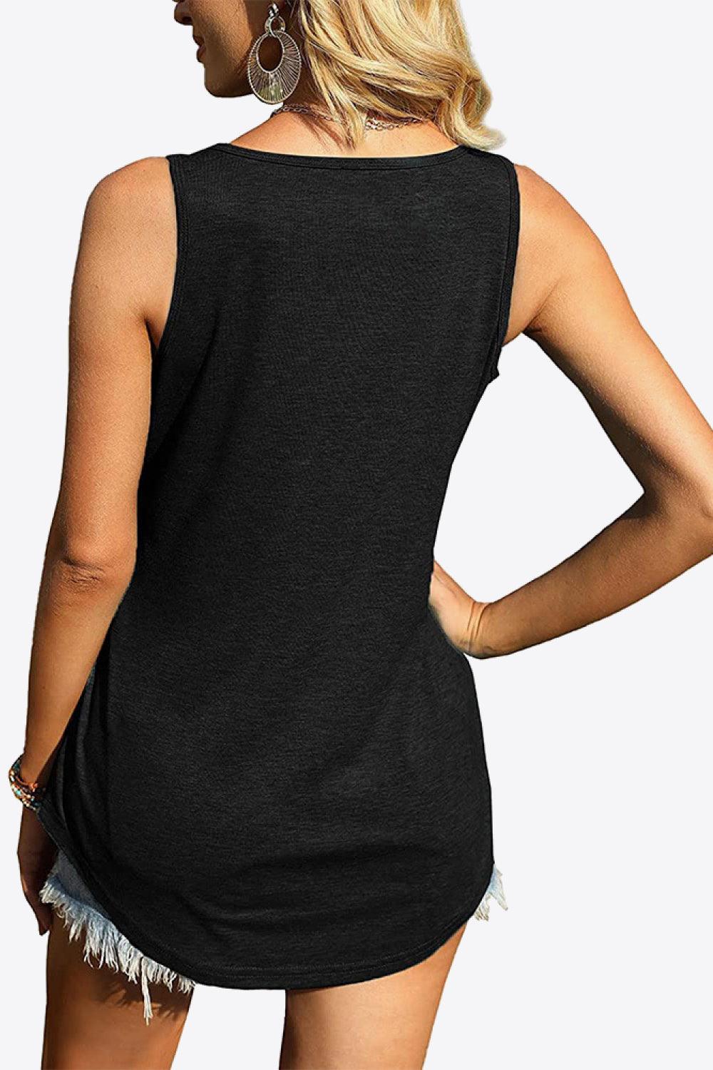 Curved Hem Square Neck Tank - BELLATRENDZ