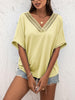 V-Neck Short Sleeve Blouse - BELLATRENDZ