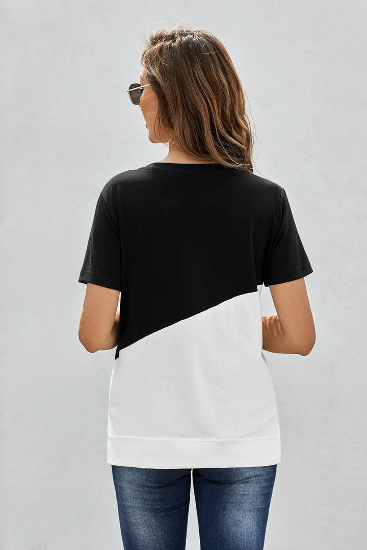 Two-Tone Round Neck Tee