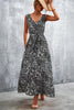 Printed V-Neck Tie Waist Maxi Dress - BELLATRENDZ