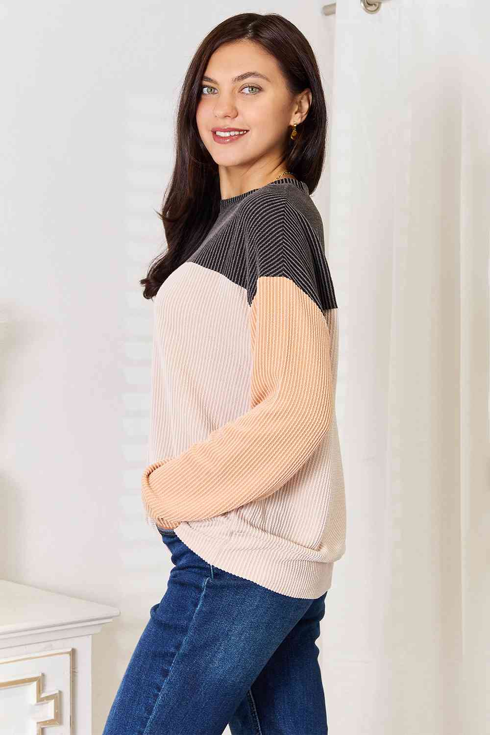 Double Take Color Block Dropped Shoulder T-Shirt