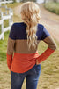 Color Block Spliced Lace Sleeve Ribbed Top - BELLATRENDZ