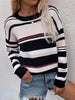 Striped Drop Shoulder Round Neck Pullover Sweater - BELLATRENDZ